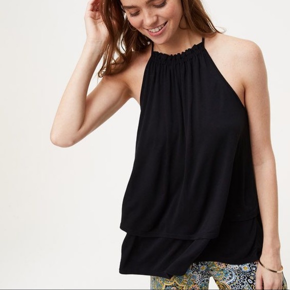 NWT Loft halter top swing layered black XXSP - Picture 1 of 7